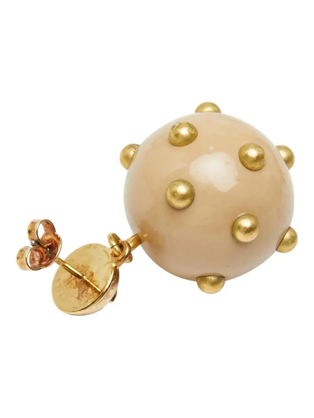 Chanel Cc Logo Stud Ball Earrings Gold- #327478C51B